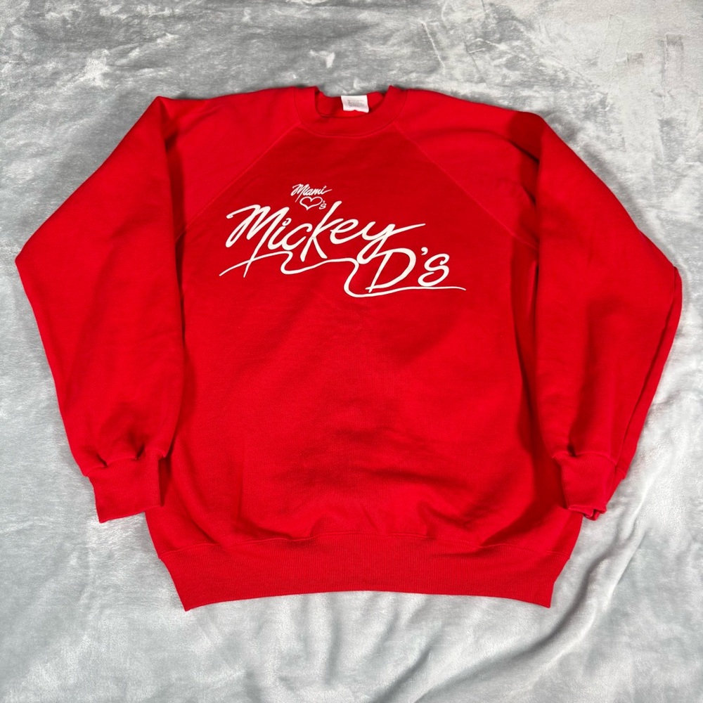 Vintage Miami Loves Mickey Ds Sweatshirt Mens XL (Fits L) McDonalds USA 90s